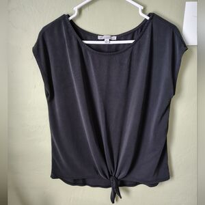 Green Envelope Women's Medium Dark Gray Sleeveless Tie Blouse